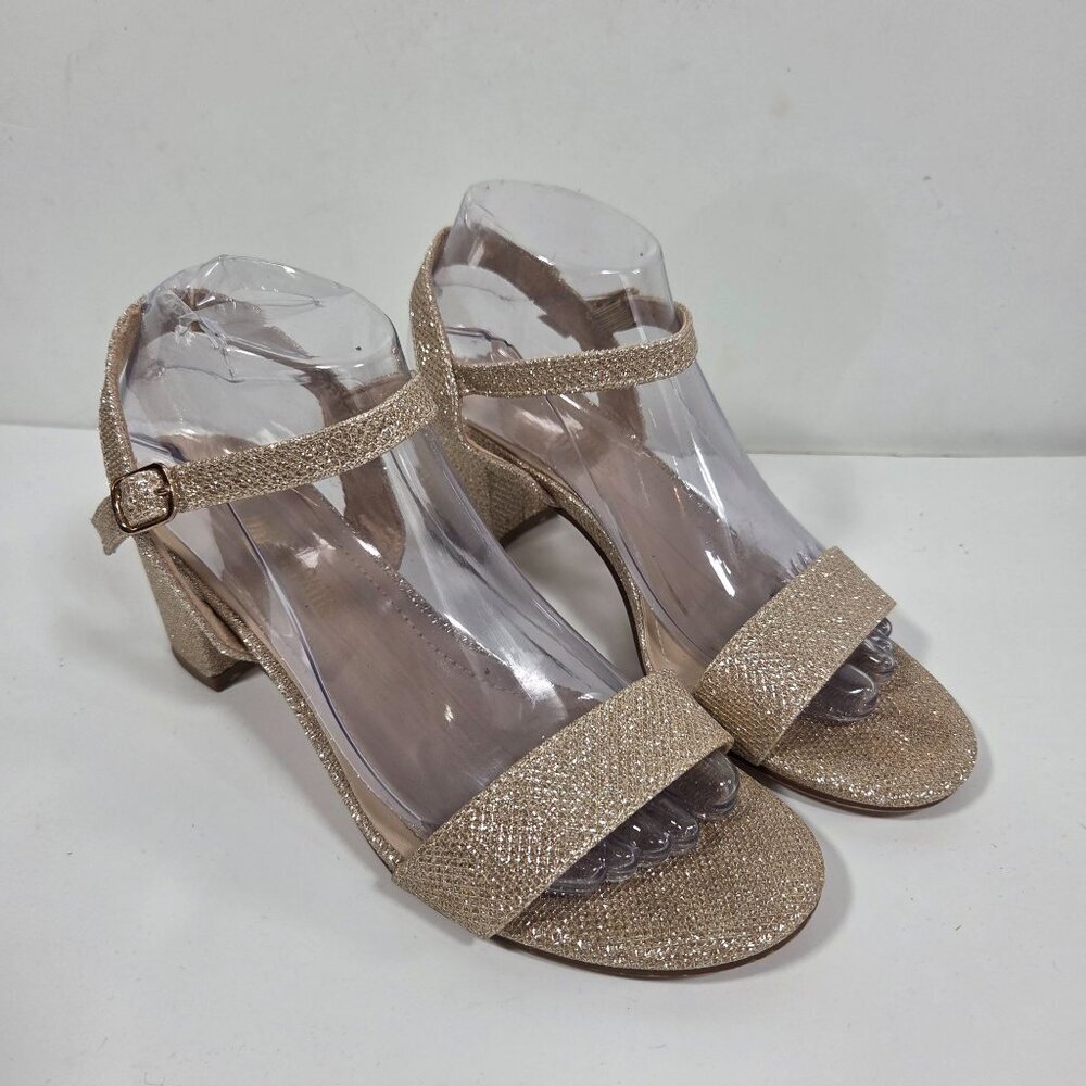 Dream Pairs NWB Women's Heeled Dress Sandals Gold Glitter Size 8